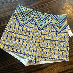 Maeve Anthropologie High Waist Blue and Yellow Shorts